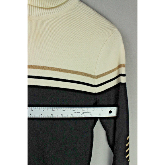Anne Klein Turtleneck Sweater - Small - Colorblock - Black/Cream/Gold - Picture 6 of 10